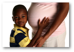 boy with pregnant mother